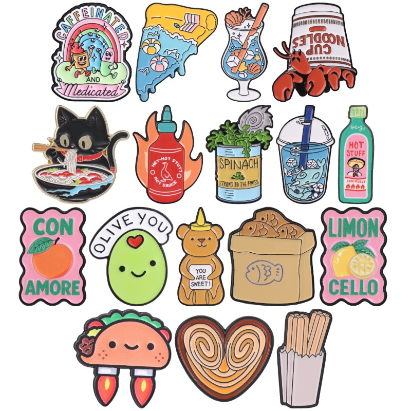 Zinc Food Snacks - Emaliowane przypinki z motywami jedzenia: Taiyaki,