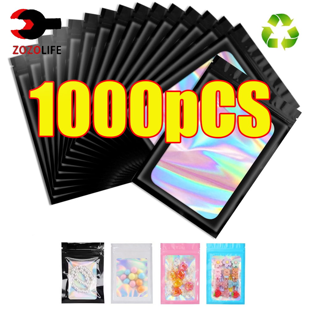 Food Z - 10-1000 szt. Holograficzne Torebki Strunowe Czarne