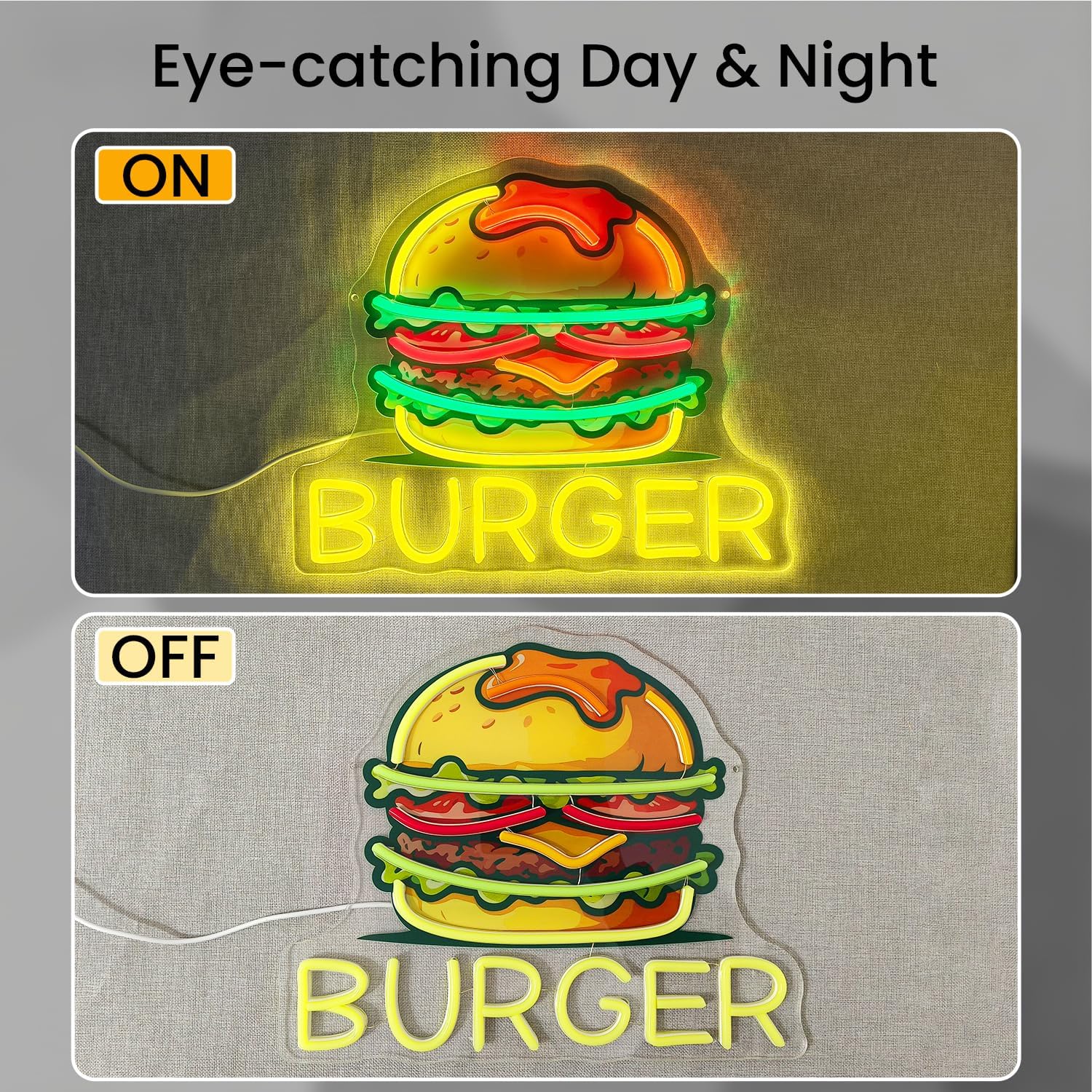Neonowy szyld Burger, LED-owe  – Food Snacks Restaurant recenzja i cena